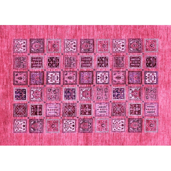Ahgly Company Indoor Rectangle Oriental Pink Modern Area Rugs, 8' x 12'
