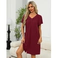 thumbnail image 4 of Ekouaer Robe for Women Short Zipper Floral Print Bathrobe Short Sleeve Pleated Neckline Robes Zip Up Comfy Night Gowns Soft Loungewear, 4 of 5