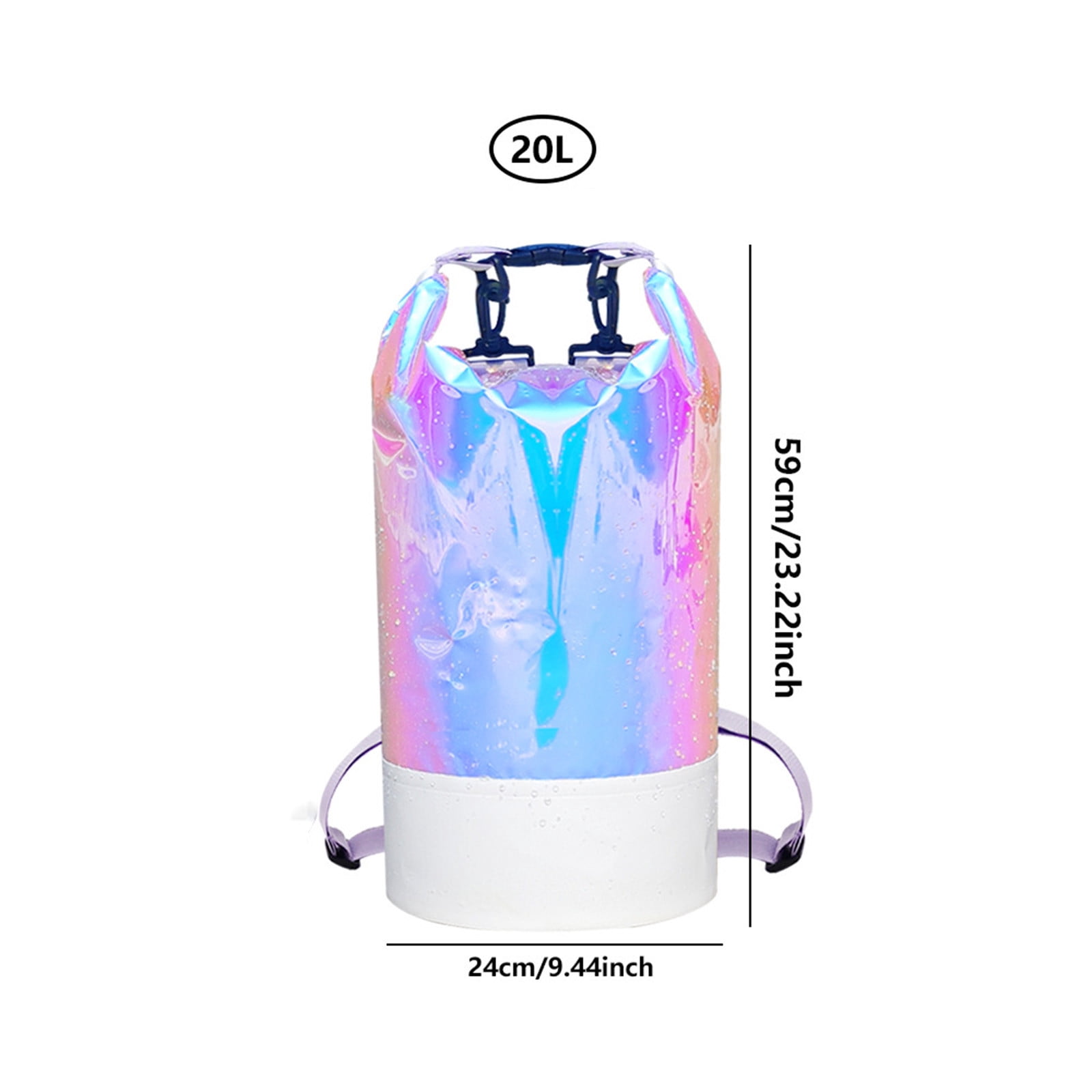 Holographic Waterproof Dry Bag Backpack 20l Roll Top Floating Dry Sack Adjustable Straps Waterproof for Beach Kayaking Boating Camping Hiking