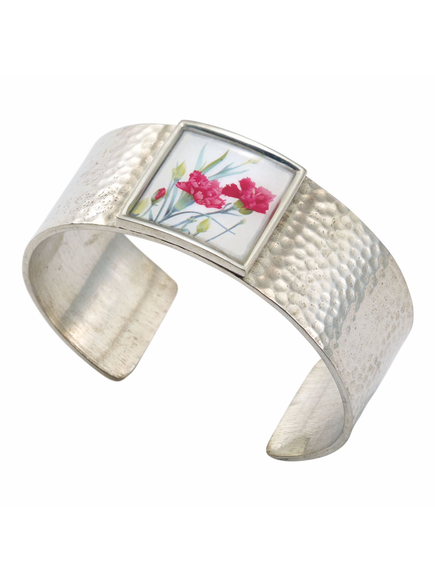 GiftJewelryShop Silver Plated Carnation for Mom Photo Topaz Crystal November Birthstone Flower Dangle Charm Bracelets 
