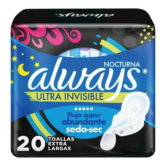 Toallas femeninas Always Ultra-Gel ultra-gel flujo súper abundante con alas 20 pzas