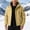 Yellow, variant on YLSDY Mens Rain Shell Jacket Regular Short Detachable Hood Full Zip Outer Coat, Multi Zip Cargo Pockets Wind Block Seams for Rainy Hikes Camp Days Red XXL