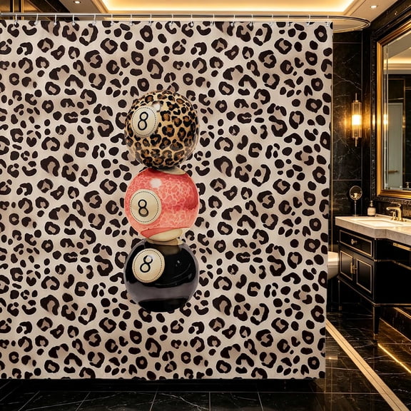 Erosebridal 8 Ball Shower Curtain 72Wx72L Coral Bathroom Curtain, Coral Leopard