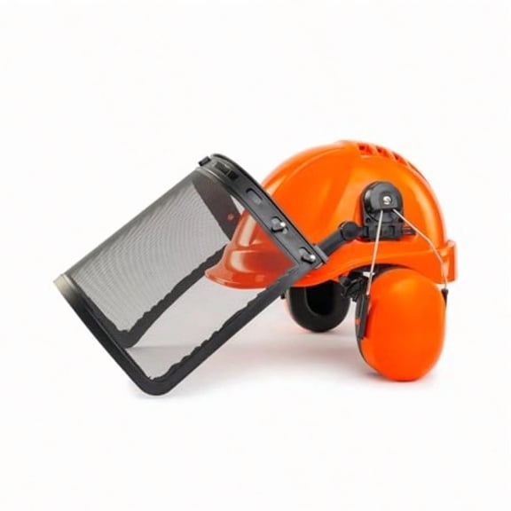 LANON Industrial Forestry Safety Helmet Protection System ANSI Approved Chainsaw Hard Hats With Adjustable Ear Muffs Face Shield Visor 6 Point Adjustable Ratchet Suspension Class C Orange