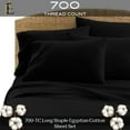 thumbnail image 3 of Pratyux 30-INCH EXTRA DEEP POCKETS 6-Piece Split Head King Sheet Set - 700-Thread Count 100% Egyptian Cotton - Sheet Set - 30" Split, Black Solid, 3 of 7