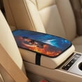 thumbnail image 4 of Xoenoiee Tiger Wolf Fire Pattern Car Seat Covers Full Set of 5/Seat Belt Pads/Car Armrest Cover, PU Leather Auto Accessories Interior Protector Universal Fit, 4 of 7
