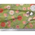 thumbnail image 2 of Soimoi Green polyester Crepe Fabric Leaves & Ranunculus Floral Fabric Prints By Yard 42 Inch Wide, 2 of 3