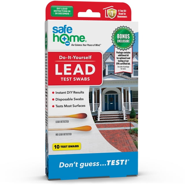 Kit de Prueba de Plomo Safe Home Hazlo Tú Mismo con 10 Hisopos y Opción de Laboratorio EPA