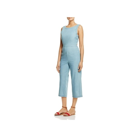 Cupcakes and Cashmere Womens Chambray Cut-Out Jumpsuit Blue XS