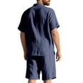 thumbnail image 4 of Mlqidk Men Linen Sets Outfits 2 Piece Casual Short Sleeve Button Down Shirts Fashion Shorts Sets Summer Beach Vacation Outfits Navy 3XL, 4 of 8