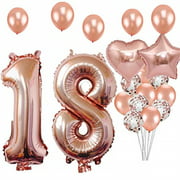 18th Birthday Decorations Party Supplies, Jumbo Rose Gold Foil Balloons for Birthday Party Supplies,Anniversary Events Decorations and Graduation Decorations Sweet 18 Party,18th Anniversary