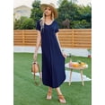 thumbnail image 6 of Ekouaer Long Nightgowns for Women House Dress Plus Size Sleepwear Pleated Full Length Loungwear, 6 of 7