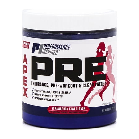 Performance Inspired Nutrition - APEX Pre Workout Powder – Energy & Endurance – Natural - Gluten Free Formula - Strawberry Kiwi - 30 Servings