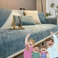 thumbnail image 1 of LAICAIW Simple Striped Chenille Anti-Scratch Couch Cover, Funnyfuzzy Sectional Sofa Cover (43.3 * 94.5IN,Blue), 1 of 7