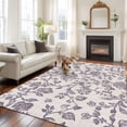 thumbnail image 3 of Purple Floral Leaf Large Area Rugs for Bedroom Living Room, Soft Non Slip Carpet Bedside Rug, Retro Farmhouse Plant Tree Branch Rectangular Floor Cover Kitchen Accent Rug 5'x8' for Dining Room/Office, 3 of 9