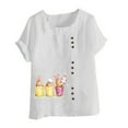 thumbnail image 4 of EQWLJWE Summer Womens Easter Print Tops Loose Solid Color Short Sleeve Crew Neck Lightweight Shirts Plus Size Casual Blouse Outwear White(S-5Xl), 4 of 5
