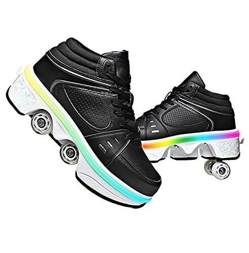 Double-Row Deform Wheel Deformation Automatic Walking Shoes Invisible Roller Skate 2 in 1 Removable Pulley Skates Skating 