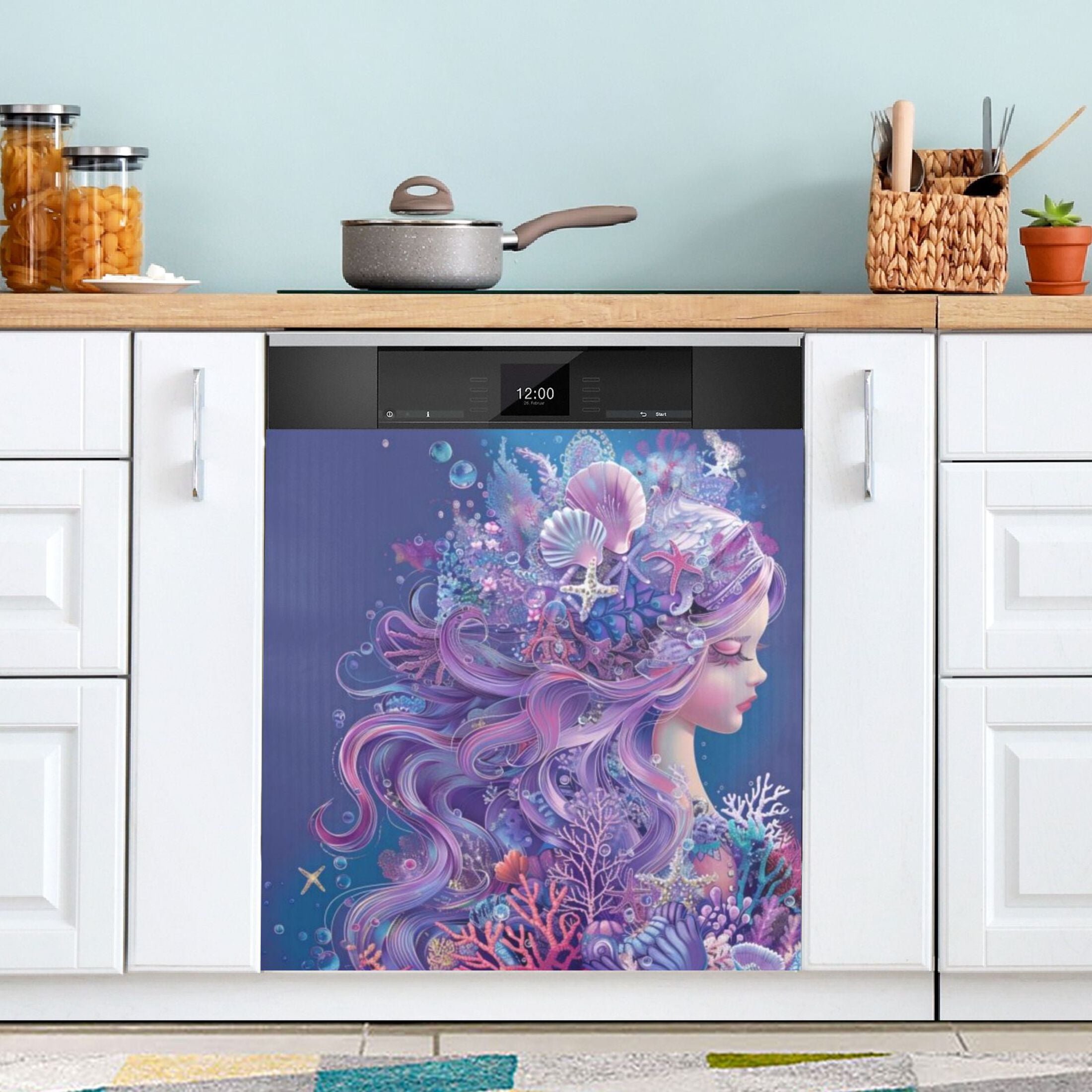 Dishwasher Magnetic Sticker 23x26 Inch Refrigerator Magnetic Sticker Washing Machine Magnetic Sticker Kitchen Panel Magnetic Sticker Home Decor Pink Eye Shadow Coral Princess