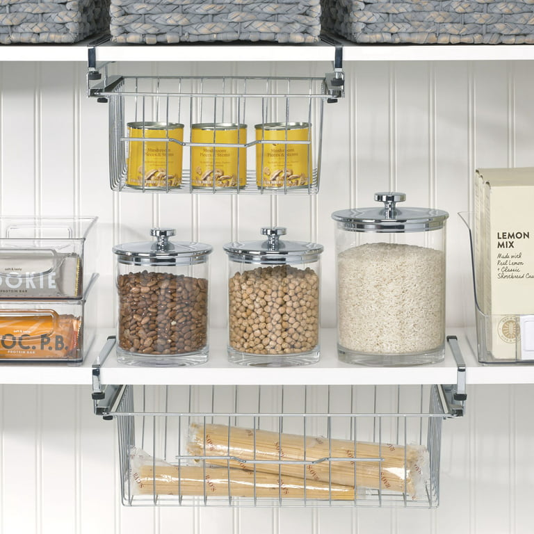 mDesign Under Shelf Organizer for Cabinet - Hanging Storage Basket