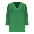 thumbnail image 3 of Mgmyaa Summer T Shirt for Women 2025 3/4 Sleeve Elegant V-Neck Casual Pullover Top, 3 of 5