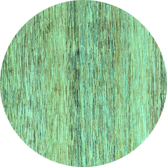 Ahgly Company Machine Washable Indoor Round Abstract Turquoise Blue Modern Area Rugs, 6' Round