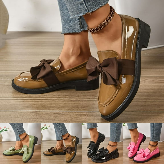 Hinvhai Women's Bowknot Loafers Casual Comfortable Shoes for Daily Wear Lightweight Breathable Casual Shoes for Women Pink 9(42)