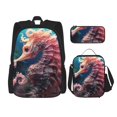 thumbnail image 1 of Easygdp Ocean Seahorse Mochila para Niños y Niñas con Set de Caja de Almuerzo y Estuche para Lápices 3 en 1, Mochila Escolar Estampada para Adolescentes, 1 of 7