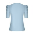 thumbnail image 5 of Fesfesfes Tops Womens Summer Casual Solid Color Round Neck Pearl Short Sleeve Tops Slim Blouses Womens Short Sleeve Blouse 6(M), 5 of 9