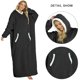 thumbnail image 2 of Sudadera Mujeres Hombres Manta Sudadera con capucha Estilo casual Bolsillo Manga larga Cremallera Ropa de dormir Traje Ygjytge Negro Única para Mujer, 2 of 6
