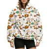Women Oversized Hoodie with Pet Pouch Kangaroo Pocket Halloween Fall Leaf Pumpkin Ghost Print Pullover Long Sleeve Casual Tops