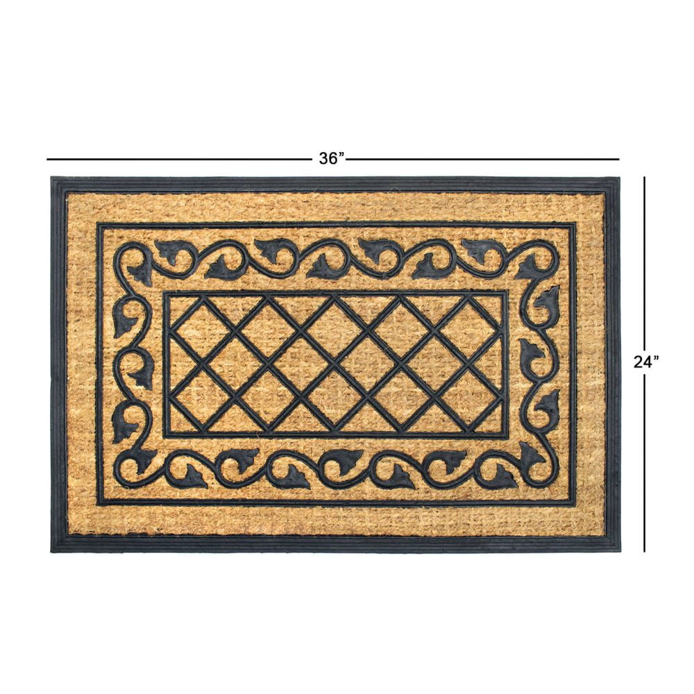 Rugsmith Moulded Rubber Coir Honeysuckle Indoor and Outdoor Doormat, 24" x 36"