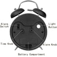 thumbnail image 3 of 4 inches Twin Bell Alarm Clock for Heavy Sleepers,Loud Alarm Clock with Backlight for Bedroom,Battery Operated, Stereoscopic Dial（Black）, 3 of 7
