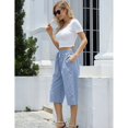 thumbnail image 3 of Womens Cropped Pants Drawstring Waist Wide Leg Lightweight Comfort Capris Casual Vacation Trousers with Pockets, Sky Blue, 2XL, 3 of 9