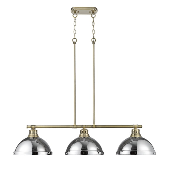 Yep by Golden Lighting Duncan 3-light Island Light in Aged Brass and Chrome shade
