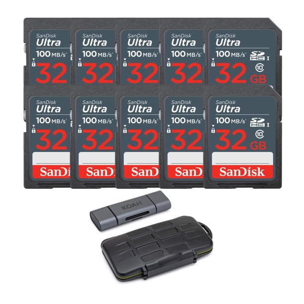 Tarjeta de memoria SanDisk Ultra SDHC UHS-I de 32 GB (paquete de 10) con funda