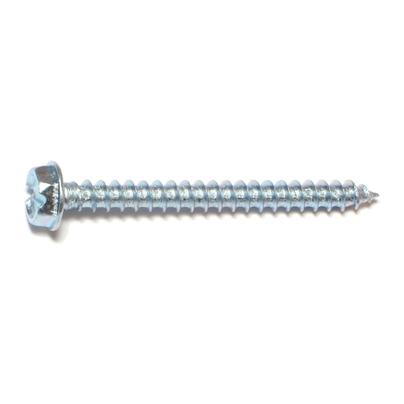 #10 x 2" Zinc Plated Steel Slotted Hex Washer Head Sheet Metal Screws SMSHWS-077