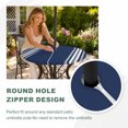 thumbnail image 5 of Round Outdoor Tablecloth with Umbrella Hole and Zipper, Navy Blue Striped Fitted Table Cover with Elastic Edge for 31-35 Inch, Farmhouse White Stripes Aesthetics Waterproof Patio Tablecoths, 5 of 9