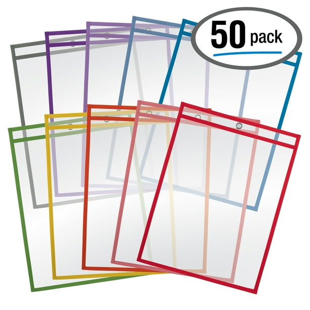 Dry Erase Pocket Sleeves, 50 Count, Crystal Clear, by Better Office