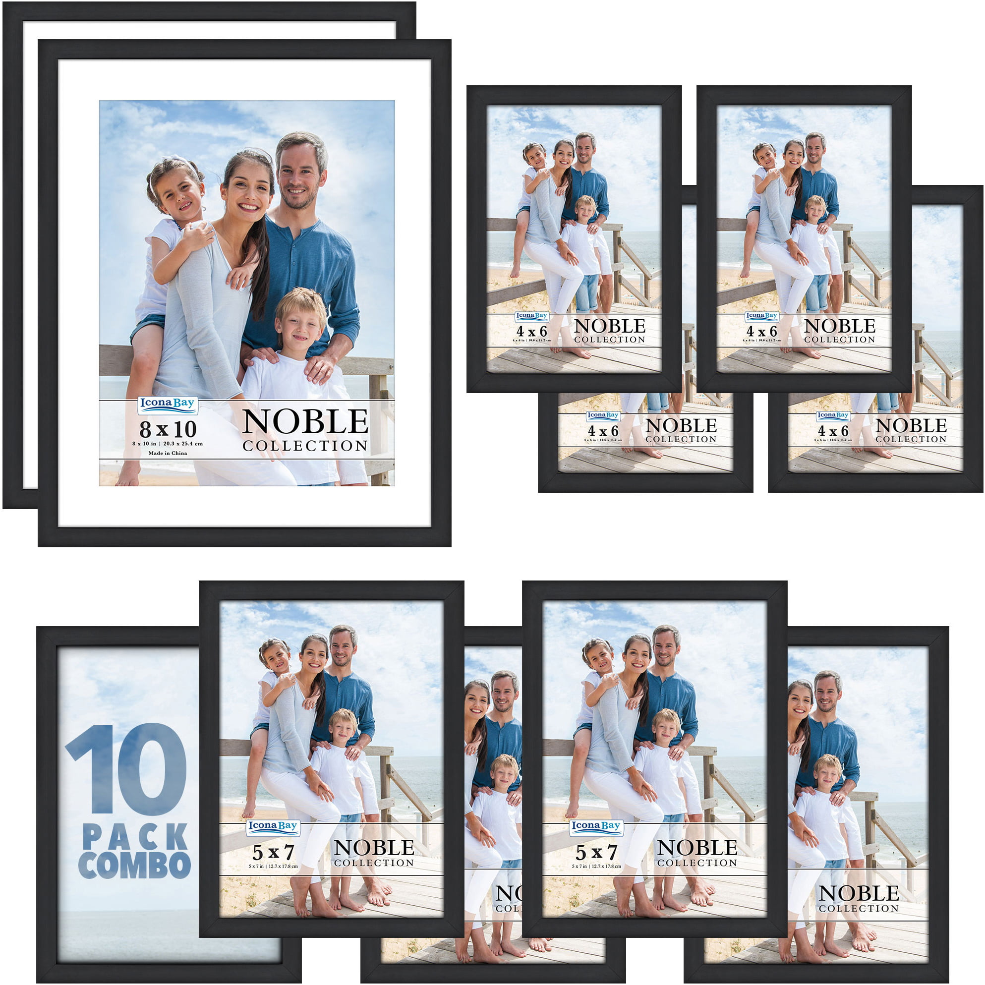 Elegante Collection Contemporary Photo Frames 5 x 7 Icona Bay 5x7 Picture Frames Wall Mount or Table Top Gold, 6 Pack 