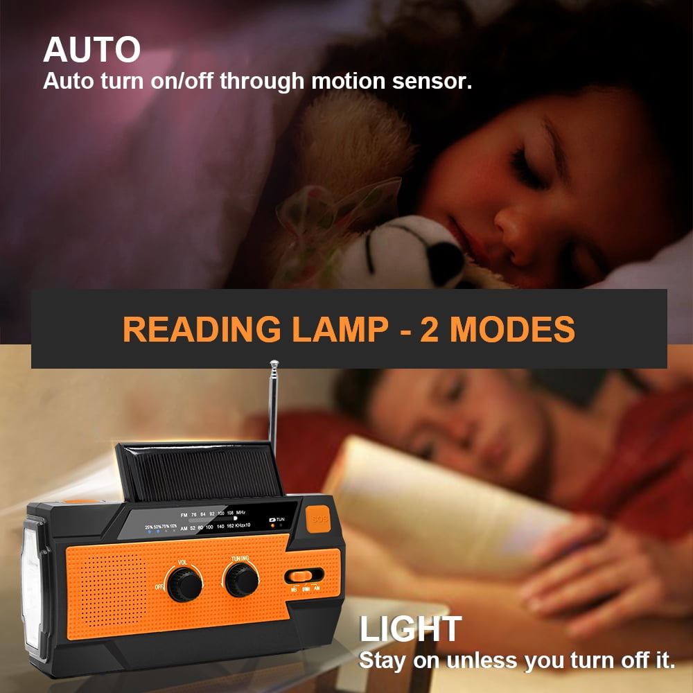 NPET Emergency Crank Radio，4000mAh-Solar Hand Crank Portable AM/FM/NOAA Weather Radio