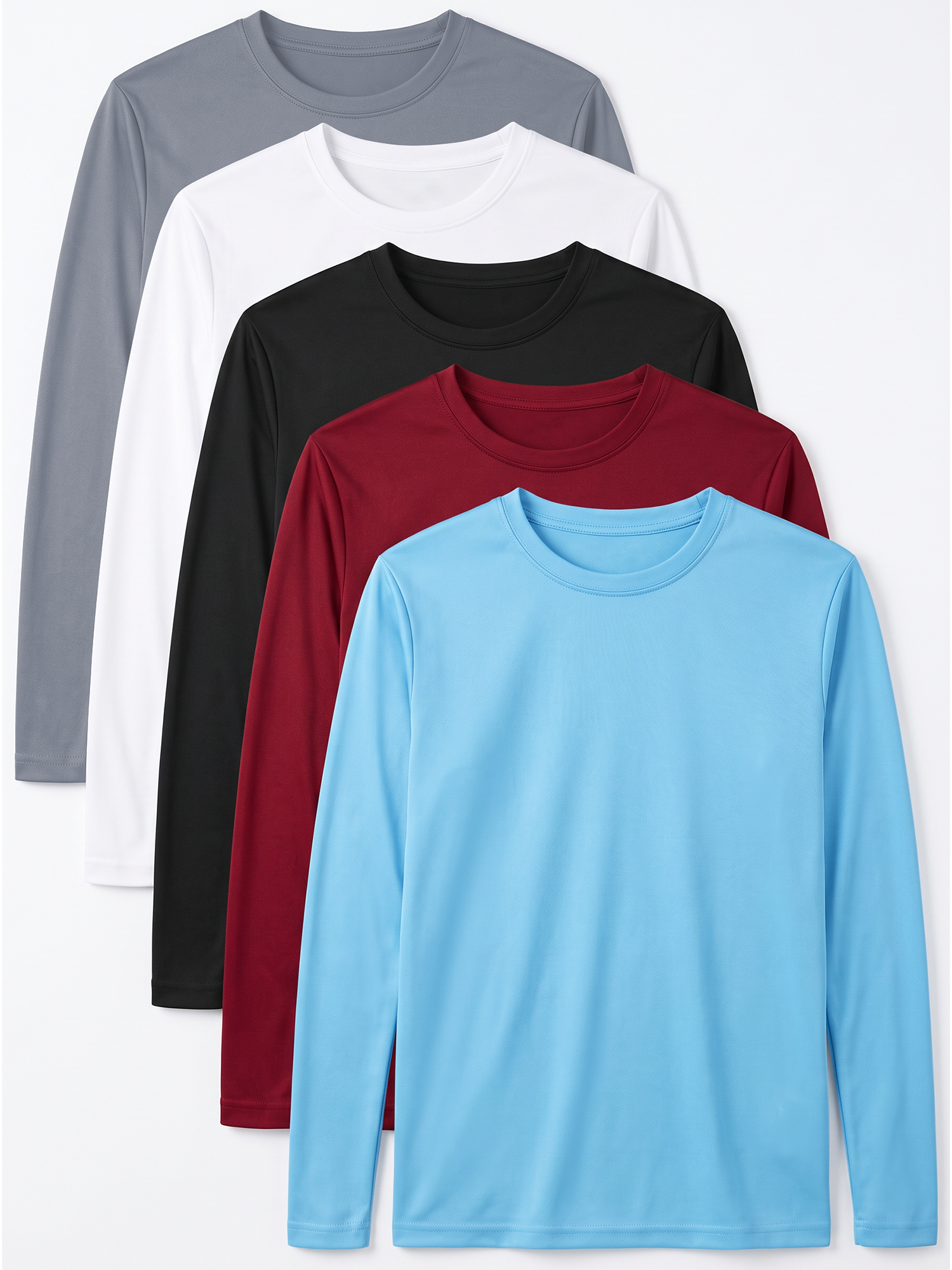 TELALEO Men's Long Sleeve Moisture-Wicking Tee, 5-Pack photo 8