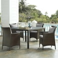 thumbnail image 2 of Contemporary Modern Urban Designer Outdoor Patio Balcony Garden Furniture Dining Chair and Table Set, Rattan Wicker, Brown Gray Grey, 2 of 7