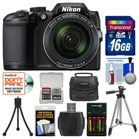 Nikon Coolpix B500 Wi-Fi Digital Camera (Black) with 16GB Card + Case + Batteries & Charger + Tripod + Kit