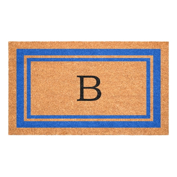 Blue Border Monogram Doormat (Letter B)