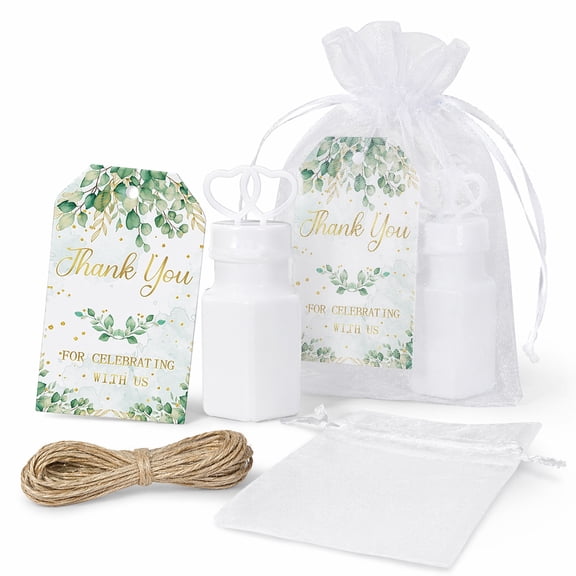 50 Sets Wedding Bubble Favors Kit, Heart Handle Bubble Bottles with Thank You Cards and Organza Bags, Elegant Party Favor Packs for Wedding Reception Bridal Shower Engagement Anniversary Decorations
