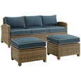 thumbnail image 1 of Crosley Furniture Bradenton 3PC Wicker / Rattan Outdoor Sofa Set in Navy/Brown, 1 of 6