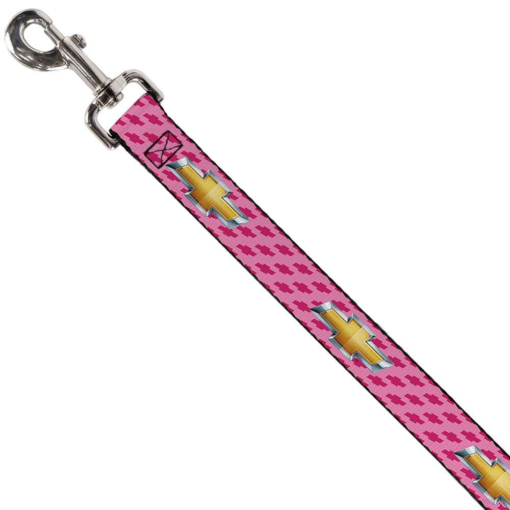 GM General Motors Pet Leash, Dog Leash, Chevy Gold Bowtie Logo Pink, 4 Feet Long 1.0 Inch Wide