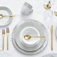 thumbnail image 1 of Safdie & Co. Dinnerset 16PC Round Rim Taupe Band, 1 of 3
