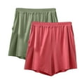 thumbnail image 2 of LEBONYARD Women's Shorts in Soft and Lightweight Materials,2PC Women's Summer Elastic Waist Thin Quarter Shorts Color Thin Style Casual Pajamas Loose Size Home Pants Red XXL, 2 of 3