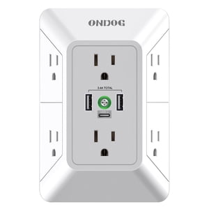 ONDOG Multi Plug Surge Protector with 6 Outlets & 3 USB